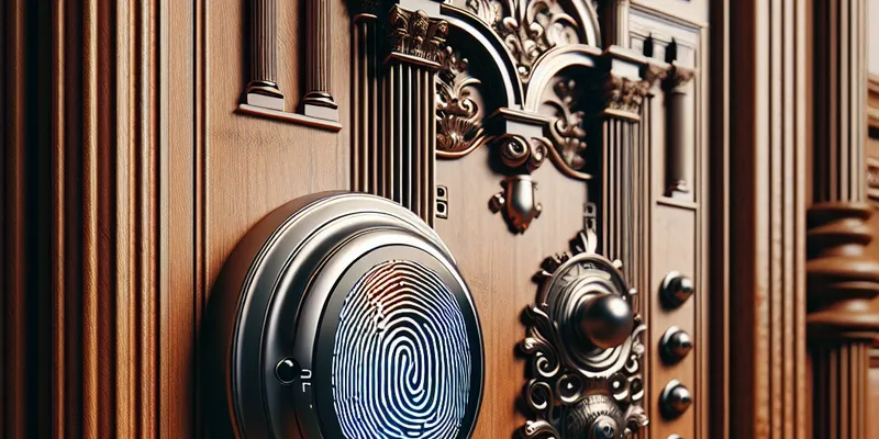 Modernes Fingerabdruck Schloss an einer Haustür in Wien, innovative Sicherheitstechnik im Einsatz. Entdecken Sie smarte Lösungen. Mehr erfahren