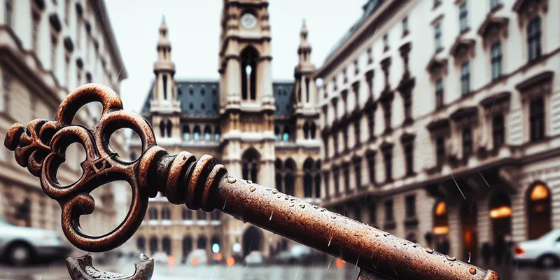 Defekter Schlüssel liegt auf Wiener Pflaster, Symbol für kaputte Schlüssel in Wien. Schnelle Hilfe gesucht? Mehr erfahren