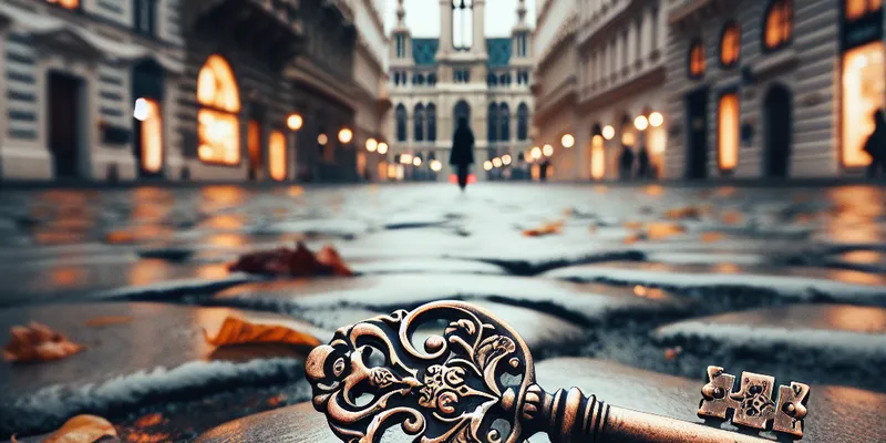 Mann steht vor verschlossener Wohnungstür in Wien, sucht verzweifelt nach verlorenem Schlüssel. Schlüssel verloren in Wien? Mehr erfahren
