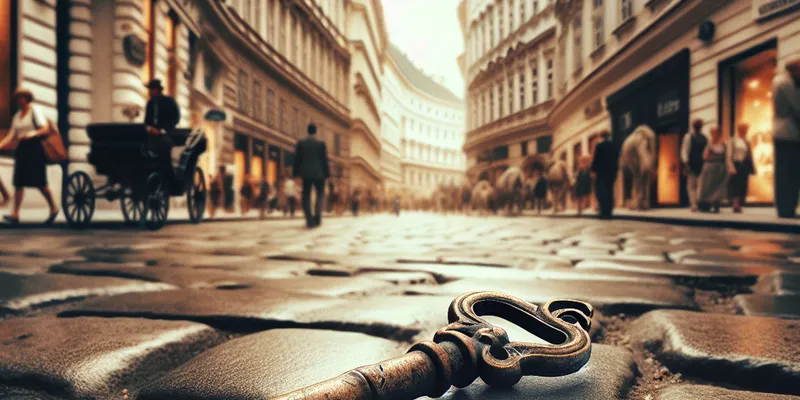 Mann steht ratlos vor Wohnungstür in Wien, hält Schlüsselbund in der Hand – Schlüssel verloren? Jetzt Lösung entdecken, mehr erfahren.