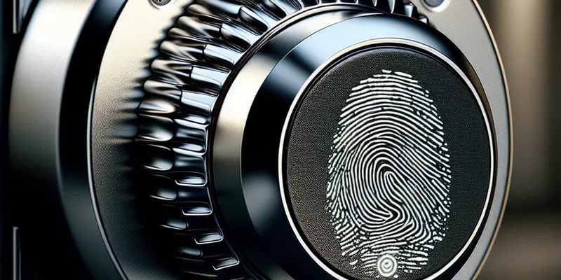 Moderner Sicherheitszylinder mit Fingerabdruckscanner an einer Haustür – innovative Zutrittskontrolle entdecken und mehr erfahren.