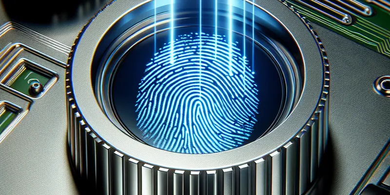 Moderner Sicherheitszylinder mit Fingerabdrucksensor an einer Haustür; innovative Zugangslösung entdecken. Mehr erfahren