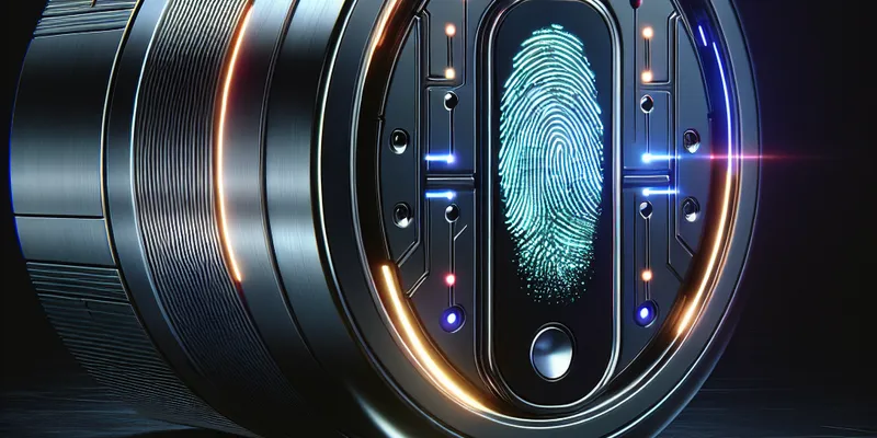 Moderner Sicherheitszylinder mit Fingerabdrucksensor in Nahaufnahme – innovative Türsicherung für Ihr Zuhause. Mehr erfahren