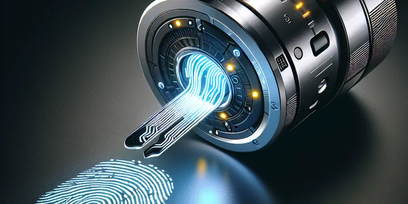 Moderner Sicherheitszylinder mit Fingerabdruck-Scanner am Türschloss, innovative Zugangskontrolle für Ihr Zuhause. Mehr erfahren