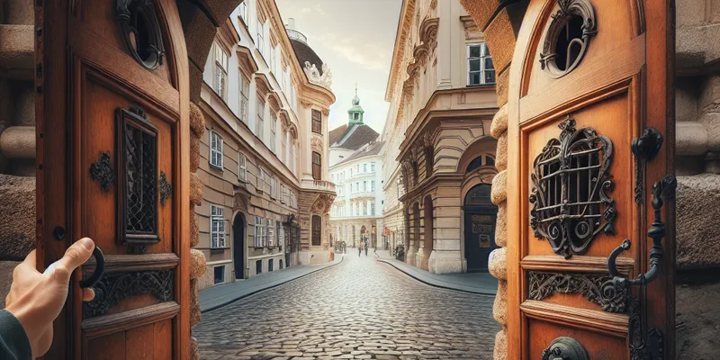 Schlüsseldienst-Mitarbeiter öffnet fachmännisch eine Wohnungstür in Wien. Schnelle Türöffnung Wien gesucht? Mehr erfahren.
